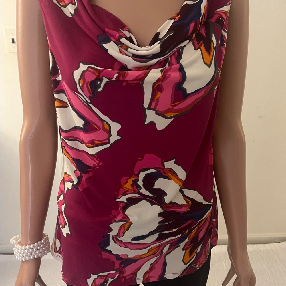 Tahari Women Top in Large Purple polyester.